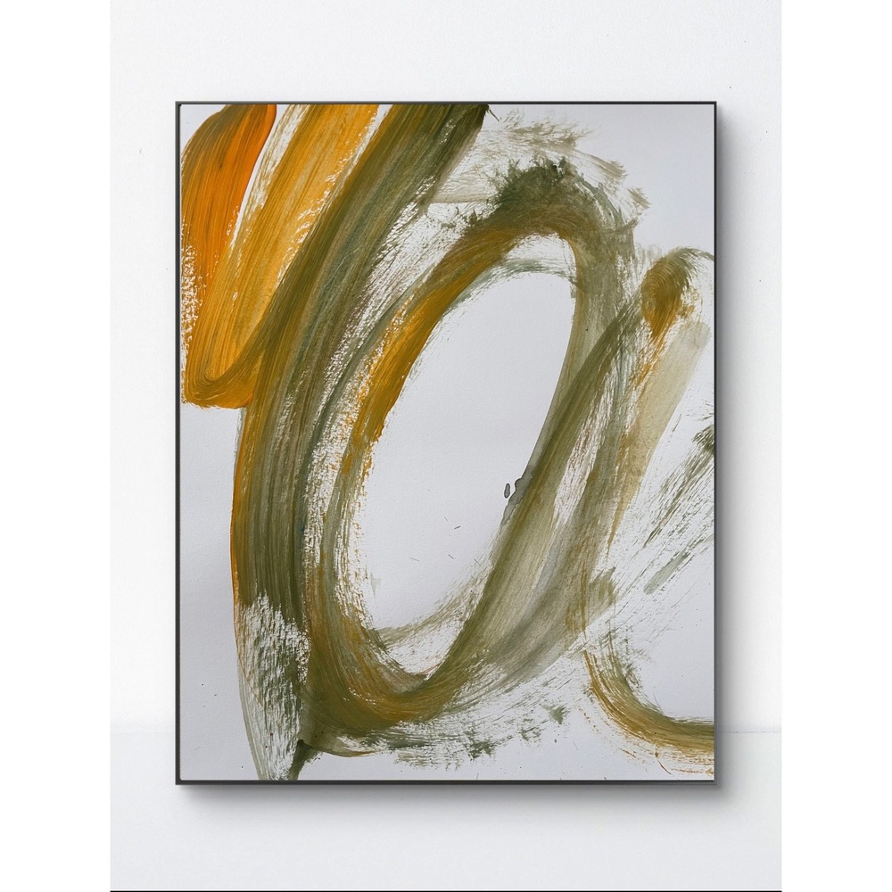 OMAN Golden Echo Original Abstract Painting 11x14 Modern Art Ochre Monochromatic